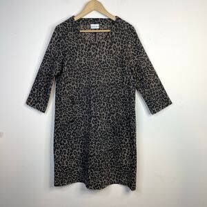 Foil New Zealand Matte Jersey Animal Print Tunic Dress Top Tan Black Gray 6 S M